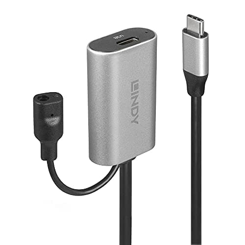 Image of LINDY 5m USB 3.1 Active Extension Cable Type C to C - Black/Silver