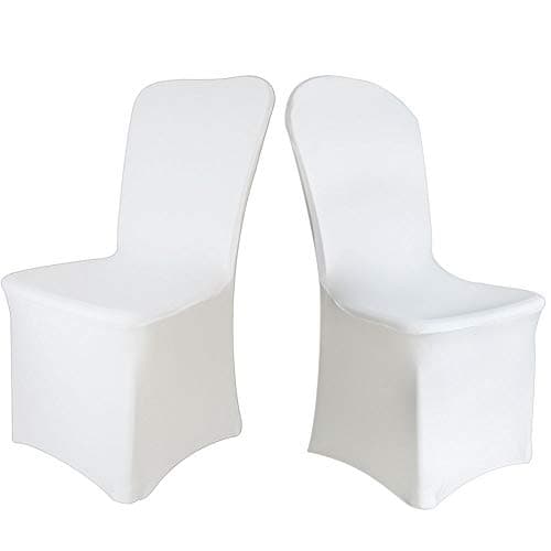 Image of Time to Sparkle 2 Pack Chair Covers Spandex Lycra Stretch Slipcovers Dining Chair Cover Wedding Banquet Party Flat Front (White)