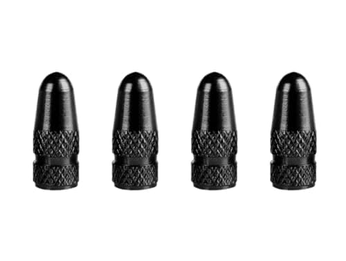 Image of Marcraft Black Metal Presta Tyre Valve Dust Caps (4 Pack) for Bicycles And Motorcycles | Not For Cars | Anodised Alloy | Screw-On