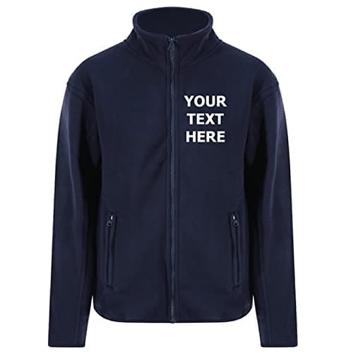 Image of Personalised Mens Jumper - Fleece Jacket With Your Text, Ladies Full Zip, Black, Navy, Grey, Embroidered Men's Outdoor Jacket, Workwear