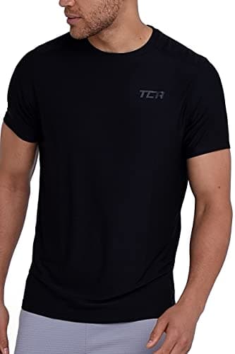 Image of TCA Galaxy 4D-Stretch Mens Gym, Running, Training T Shirt - Gym Tops for Men, Running Top Men, Lightweight Breathable Moisture Wicking Quick Dry Tshirt| - Black Stealth, L