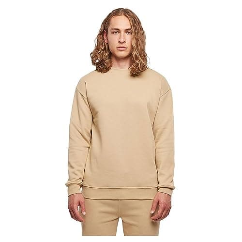 Image of Build your Brand Men's Sweatshirt Sweat Crew Neck Classic Pullover for Men Basic Sweatshirt, Union beige, 3XL