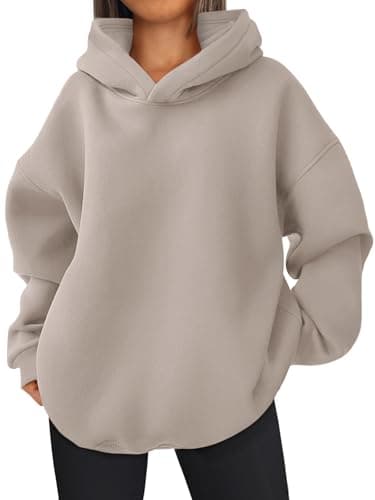 Image of EFAN Women's Oversized Hoodies Fleece Hooded Sweatshirts Casual Long Sleeve Pullover Loose Lightweight Fall Winter Clothes, Coffee Grey, Medium