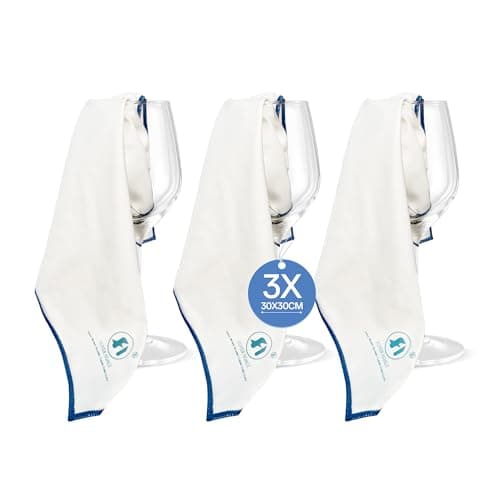 Image of Foyer Nuage Microfibre Cleaning Cloths, 30 X 30cm Lint Free Glass Polishing Cloths for Glasses, Glassware, Stemware, Lens (White, 30 x 30 cm 3pcs)