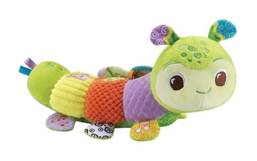 Image of VTech Baby Snugglepillar, Sensory Caterpillar Toy with 7 Fabrics & Textures, Songs, 3 Light Up Buttons to Learn Colours, Shapes & Numbers, Soft Toy for Babies 3, 6, 12, 18 months +, English Version