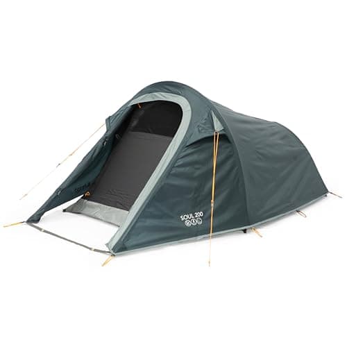 Image of Vango Soul Tent with Darkened Bedroom, Compact, Lightweight, Tunnel, Easy to Pitch, Backpacking, Festivals, Wild Camping, Hiking, 3000mm HH (Deep Blue, 200 (2 Person))