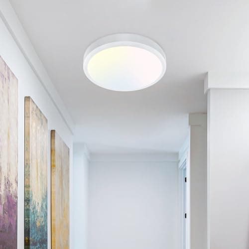 Image of zemty 3000/4000/6500K LED Ceiling Light, 8W 900LM Ø12cm Bathroom Lights Ceiling, IP44 Waterproof Ultra Thin Round Flush Ceiling Light for Bedroom,Kitchen, Living Room,Toilet,Utility Room