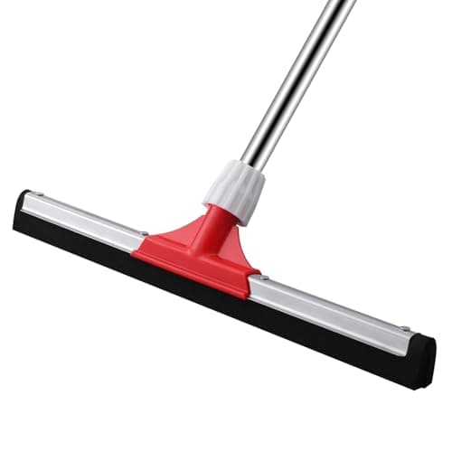 Image of Mitclear 17IN Floor Squeegee Mop with Extension Poles(58IN), Wet Room Double Foam Floor Wiper Heavy Duty, Water Broom Squeegee Floor Scrubber for Indoor & Outdoor Patio Deck Garage Shower Bathroom