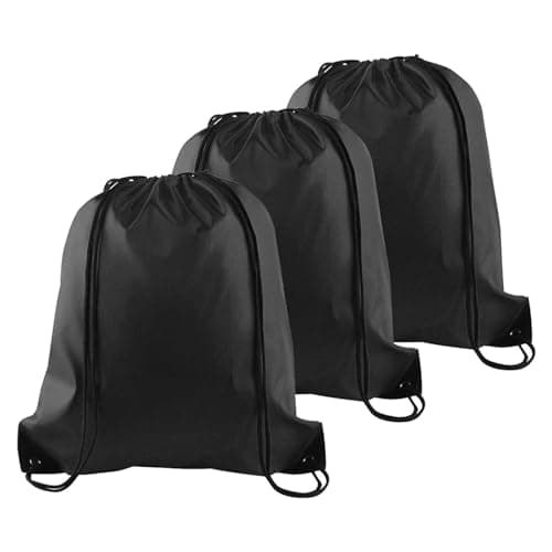 Image of YSUY 3-Pack Black Drawstring Gym Bags, Bags Sports Cinch Sack String Bag, Bulk Swimming String Bags, Draw String Backpack Suitable for Sports, Gym, Travel, Swimming, Beach (3PCS)