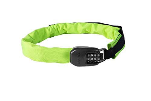 Image of Hiplok Spin Bike Chain Lock with Combination Lock - Neon Yellow. 6mm Steel Chain. 75cm Chain Length. Light & Wearable Without Locking to Body.