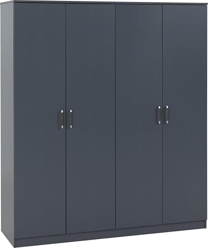 Image of Seconique Dakota 4 Door Wardrobe in Dark Grey