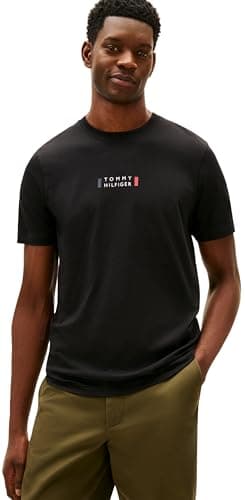 Image of Tommy Hilfiger Men Brand Love Small Center TEE MW0MW41453 S/S T-Shirt, Black, XXL