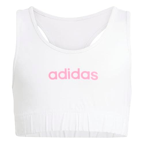 Image of adidas Girl's Essentials Bra TOP, White/Pink Fusion, 13-14 Years