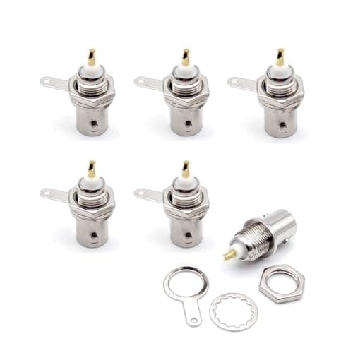 Image of JZK BNC Female Panel Mount Socket With Nut Bulkhead Handle, RF Connector Adapter for CCTV, Chassis Radial Probe Solder Plug