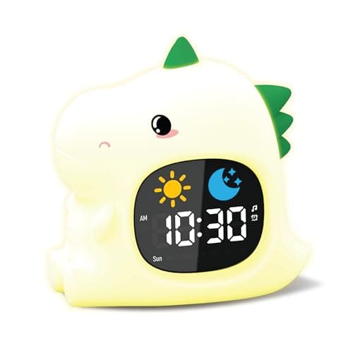 Image of groov e Cuties Alarm Clock with LED Night Light, White Noise & Sleep Training - Rory Dinosaur