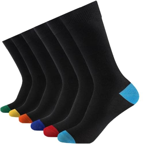Image of Cirorld 6 Pairs Mens Black Socks, Breathable Causal Cotton Socks Men Multipack, Soft Smart Dress Sock with Reinforced Heel & Toe, Suitable for Work and Daily Wear