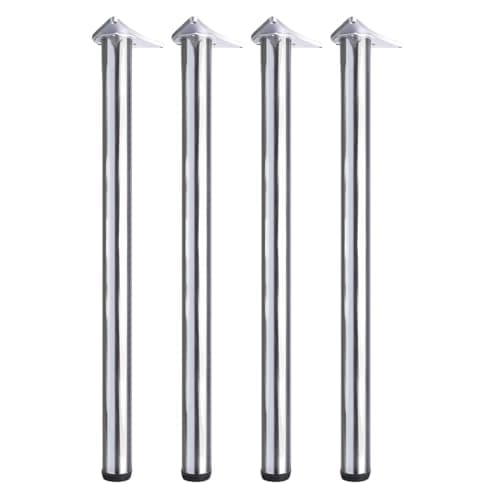 Image of Set of 4 Adjustable Table Legs for Breakfast Bar or Worktop, Height Options 710/820/870/1100mm Steel Support for Kitchen Table Desk Furniture DIY (Chrome, 82cm)