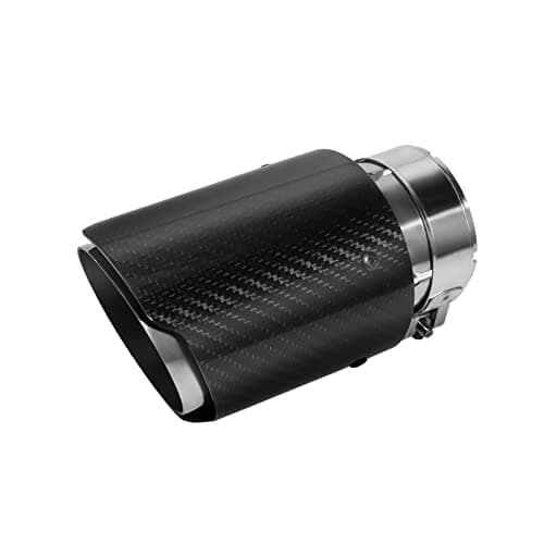 Image of Krtopo Exhaust Tip 2.36"(60MM) Inlet Car Rear Muffler Stainless Steel and Glossy Carbon Fiber Car Exhaust Tail End Pipe Outlet 89MM(3.5")(Black Silver)