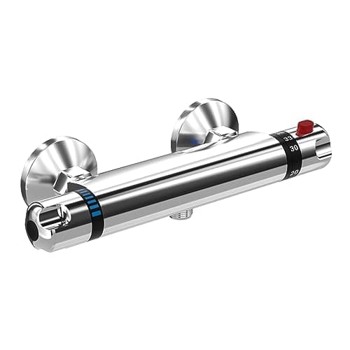 Image of Thermostatic Bath Shower Mixer Tap Wall Mounted Shower Mixer Bar Chrome Brass Diverter Valve Anti Scald Tap Bathroom Accessory Intelligent Constant Temperature