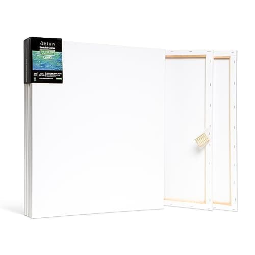 Image of Elan Stretched Canvases 50x60 CM, 6-Pack Large Canvas for Painting 280 GSM, Triple Primed Large Stretched Canvas for Painting 50x60 CM