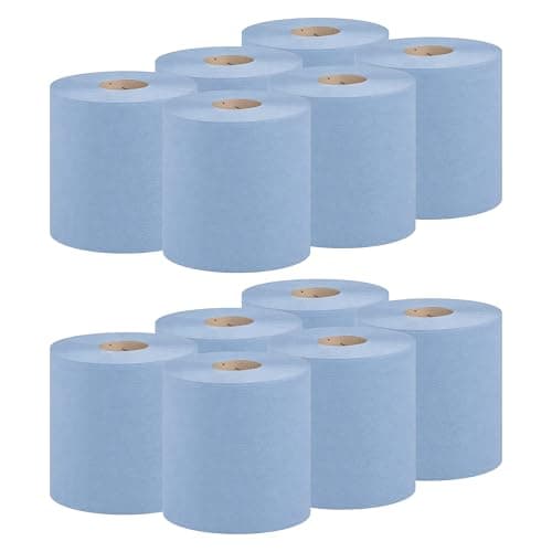 Image of ASPECT Blue Roll (Pack of 12)(4800 Sheet) Centrefeed 2 Ply Kitchen Rolls Embossed Pattern Paper Towels Strong and Absorbent Tissue Paper Wipe Away Perfect for Commercial & Kitchen Use