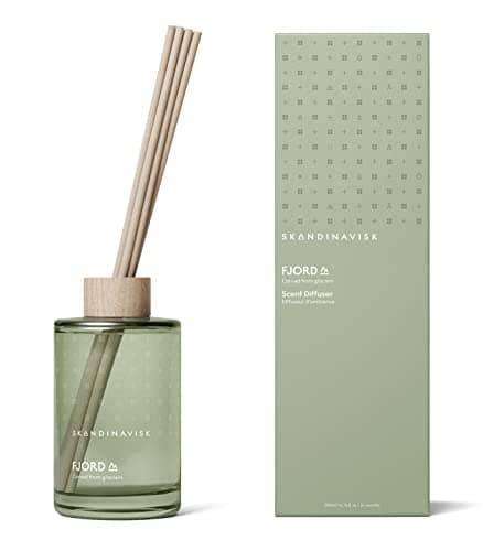 Image of Skandinavisk FJORD Reed Diffuser with 8 Reeds. Lasts +3 Months. Fragrance Notes: Apple and Pear Blossom, Orchard Fruits and Redcurrants. 200 ml