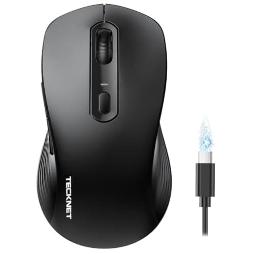 Image of TECKNET Bluetooth Mouse, Wireless Mouse Rechargeable Tri-Mode Bluetooth 5.0/3.0+2.4G for Laptop, Silent 4800DPI PC Computer Mice with 6 Adjustable Levels for Windows, Mac, Linux, Chrome, Black
