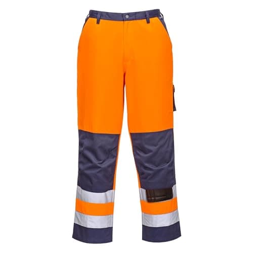 Image of Portwest Lyon Hi-Vis Trouser, Size: XL, Colour: Orange/Navy, TX51ONRXL