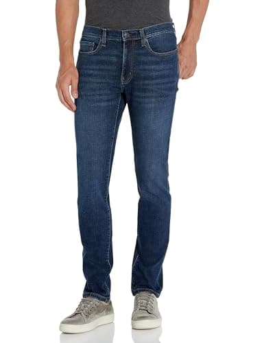 Image of Amazon Essentials Men's Skinny-Fit Stretch Jean - Discontinued Colours, Dark Blue Vintage, 32W / 32L