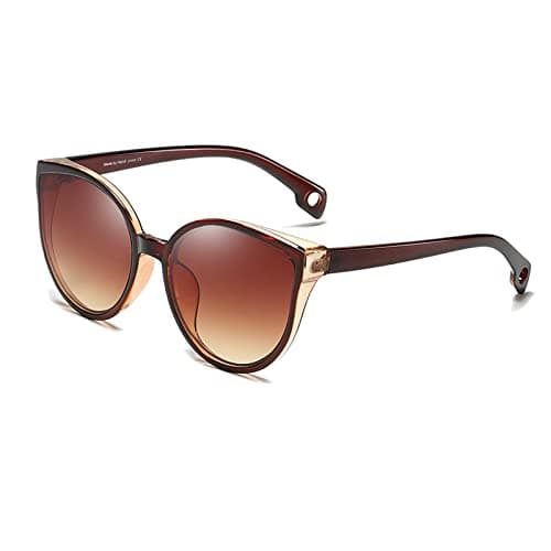 Image of Long Keeper Cat Eye Sunglasses for Women Ladies Trendy Oversized Sunglasses Round Cateye Sun Glasses With UV Protection (Brown Frame - Gradient Brown Lens (C2))