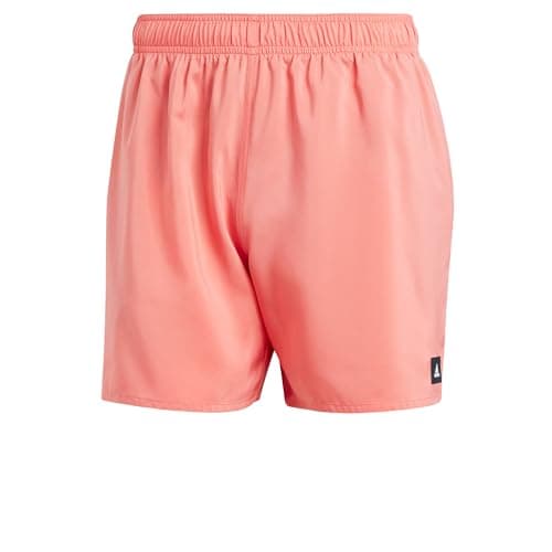 Image of adidas Men's Solid CLX Short-Length Swim Shorts, Preloved Scarlet/White, S