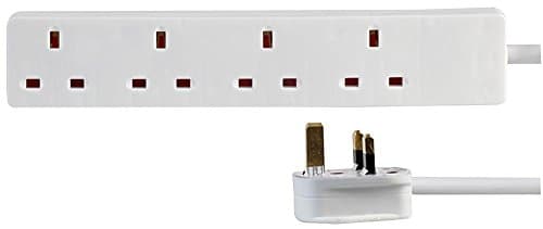 Image of pro elec PL15287 4 gang 1m white extension lead - slim