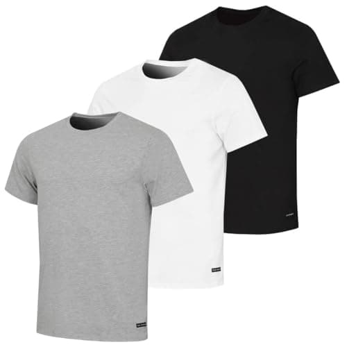 Image of Ted Baker Mens 3-Pack Stretch Cotton Crew Neck T-Shirt - Black/White/Grey - L