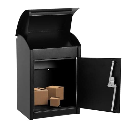 Image of Tacarlha Wall Mounted Package Delivery Box, Lockable Parcel Drop Box with Anti-Theft Protection, Rainproof Design, and Large Storage Space for Mail, Magazines, and Packages black