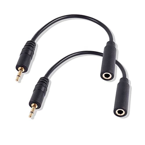 Image of PNGKNYOCN 2.5mm to 3.5mm Short Cable,2 Pack 2.5mm Mono Plug to 3.5mm Mono Jack Adapter Audio Cable for Smartphone Headphone etc(16cm