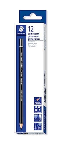 Image of STAEDTLER 108 20-9 Lumocolor Permanent Glasochrom Dry Marker Pencil - Black (Pack of 12)
