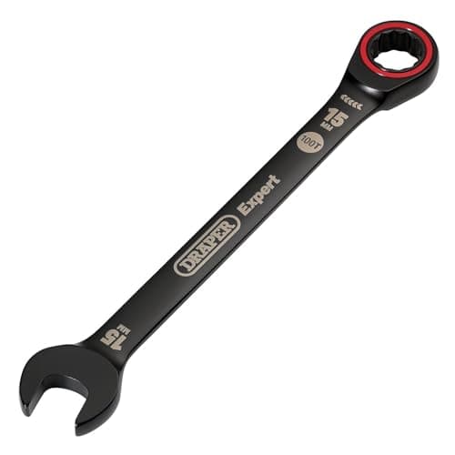 Image of Draper 03888 Expert HI-TORQ Metric Ratchet Combination Spanner, 15mm, Black