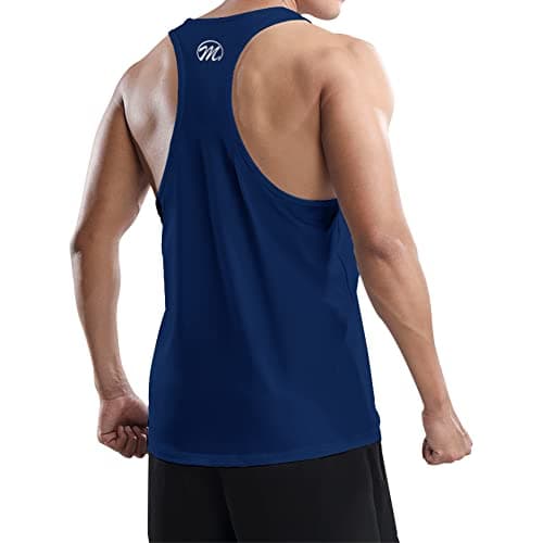 Image of MEETWEE Men's Vest Tank Top, Y-Back Sleeveless Sports T Shirt Athletic Undershirt Muscle Gym Vests Tops for Running Workout Training Blue