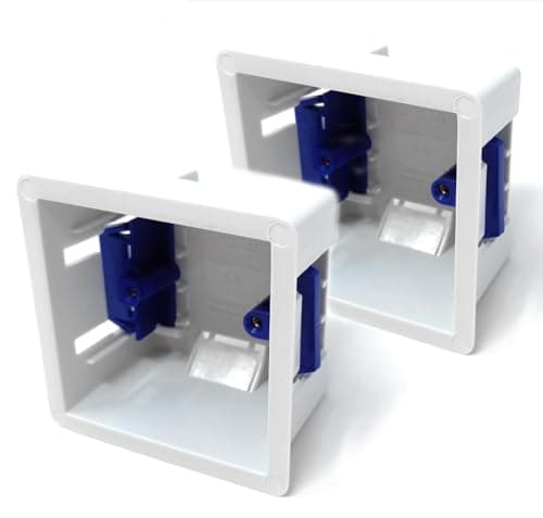 Image of 2pcs. 1 Gang Dry Lining Back Plasterboard Box, Pattress Box with Adjustable Lugs 47mm, for Faceplate