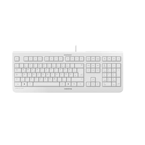 Image of CHERRY KC 1000, Wired Keyboard, German Layout (QWERTZ), Plug & Play via USB Port, Flat Design, Whisper-Quiet Keystrokes, White-Grey