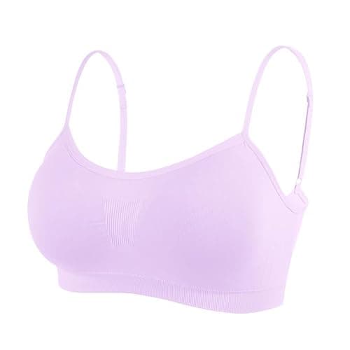 Image of Litthing Women Sports Bra Seamless Comfort Bras Padded Ladies Tops Adjustable Strap Bralettes Vest Style Athletic Wireless Wrap Chest Crop Top for Yoga Fitness Exercise Purple