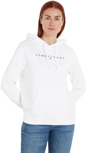 Image of Tommy Jeans Women's Tjw Reg Linear Hoodie Dw0dw17324 Hoodies, White (White), XXS