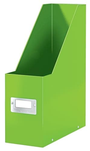 Image of Leitz Magazine File Holder A4, Cardboard Document Storage Box with Label, Foldable, for Home, Office & School, Click and Store Range 60470054 - Green