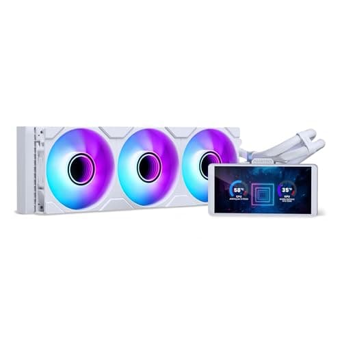 Image of Phanteks Glacier One M25 LCD RGB All-In-One CPU Liquid Cooler with 6" IPS Display, M25 Gen2 ARGB Fans, NEXLINQ Compatible, Intel & AMD Support – 360mm White