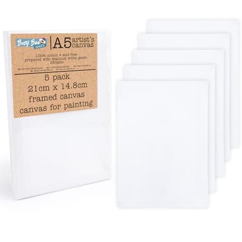 Image of abeec A5 Mini Framed Canvas 5 Pack | 100% Cotton Acid-Free 280gsm Art Canvas | Pre-Primed with Titanium White Gesso | Compact & Versatile | Sturdy Frame