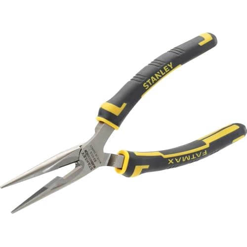 Image of Stanley Max Steel Long Nose Plier 160Mm 089 869, Black/Yellow