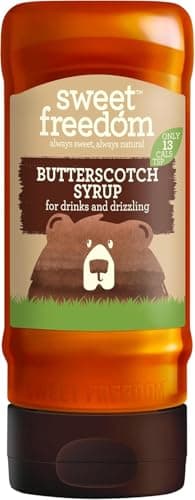 Image of Sweet Freedom Butterscotch Syrup 350 g – Vegan Drizzle for Coffee and Pancakes, Naturally Sweetened with Fruits, Only 13 Kcal Per Teaspoon (Pack of 1)