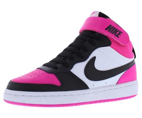 Image of NIKE Court Borough Mid 2 Bg Sneaker, White Black Fierce Pink, 4 UK