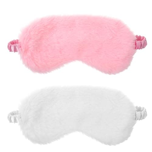Image of 2 Pcs Soft Sleeping Mask Cute, Comfortable Furry Adjustable Sleep Masks, Fluffy Eye Mask, Faux Fur Eyeshade Cover with Elastic Strap for Women, Men, Travel Nap Night Sleeping