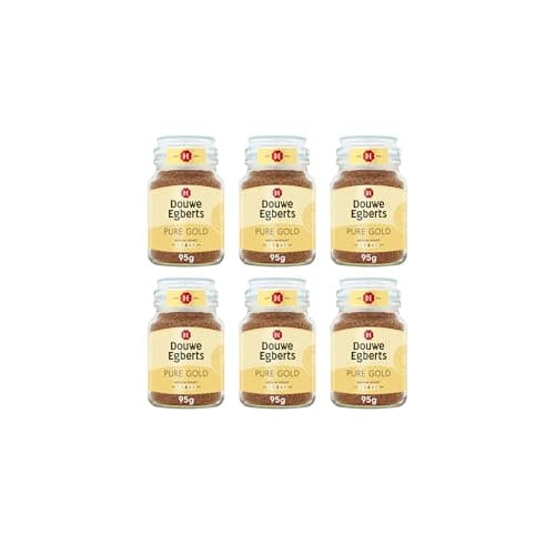 Image of Douwe Egberts Pure Gold Medium Roast Instant Coffee 95g (Pack of 6 Jars, Total 570g)